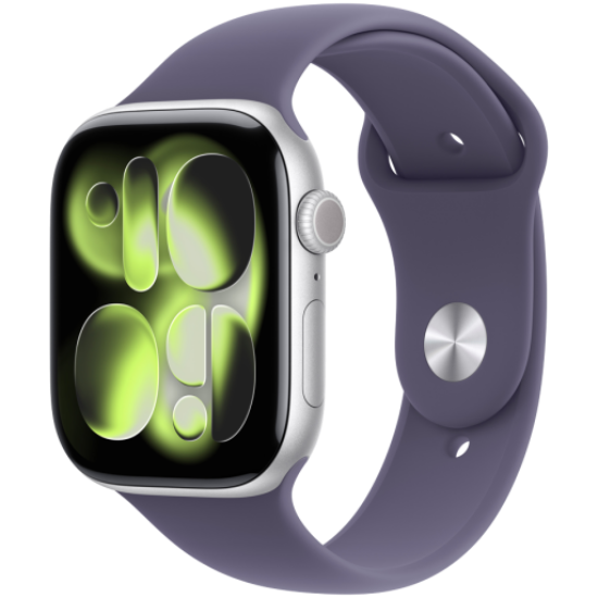 Picture of APPLE Apple Watch Series 11 GPS 46mm Silver Aluminium Case with Purple Fog Sport Band - M/L,Model A3333