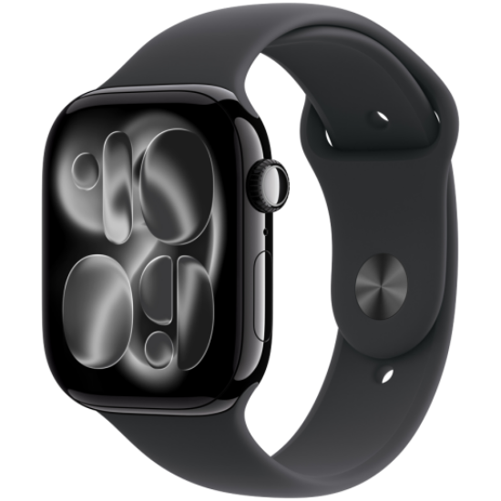 Picture of APPLE Apple Watch Series 11 GPS 46mm Jet Black Aluminium Case with Black Sport Band - M/L,Model A3333