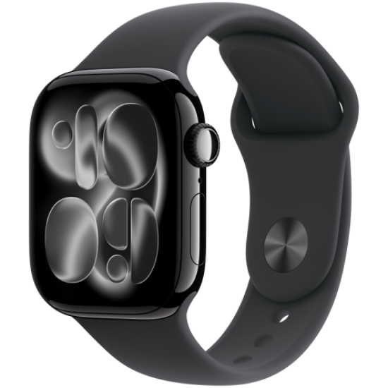 Picture of APPLE Apple Watch Series 11 GPS 42mm Jet Black Aluminium Case with Black Sport Band - S/M,Model A3331