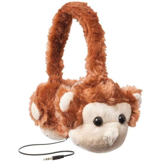 Picture of EMERGE Animalz Furry Retractable Volume Limiting Over-the-Ear Headphones - Monkey