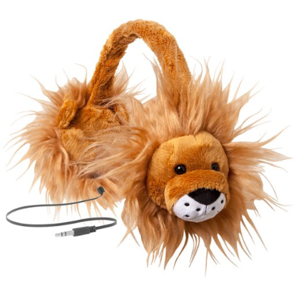 Picture of EMERGE Animalz Furry Retractable Volume Limiting Over-the-Ear Headphones - Lion