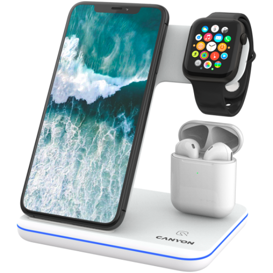 Picture of CANYON CANYON wireless charger WS-302 15W 3in1 White