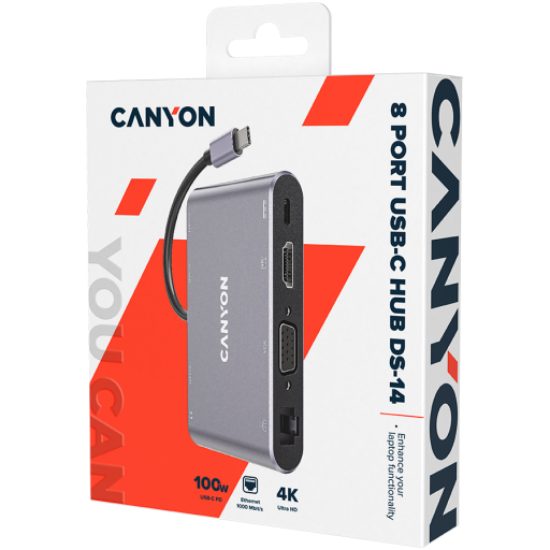 Picture of CANYON CANYON hub DS-14 8in1 4k USB-C Dark Grey