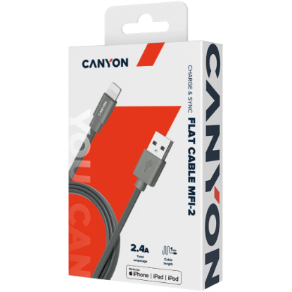 Picture of CANYON CANYON cable MFI-2 Lightning 12W 1m Dark Grey