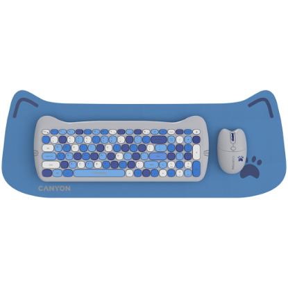 Picture of CANYON CANYON HSET-W6 EN Keyboard+Mouse Kitty Edition AAA+АА Wireless Blue