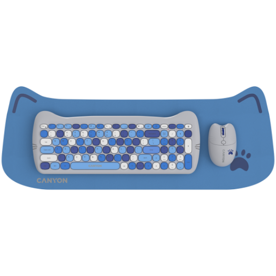 Picture of CANYON CANYON HSET-W6 EN Keyboard+Mouse Kitty Edition AAA+АА Wireless Blue