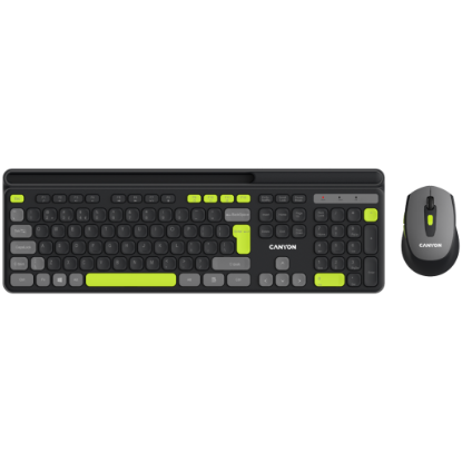Picture of CANYON CANYON HSET-W5 EN Keyboard+Mouse AAA+AA Wireless Black