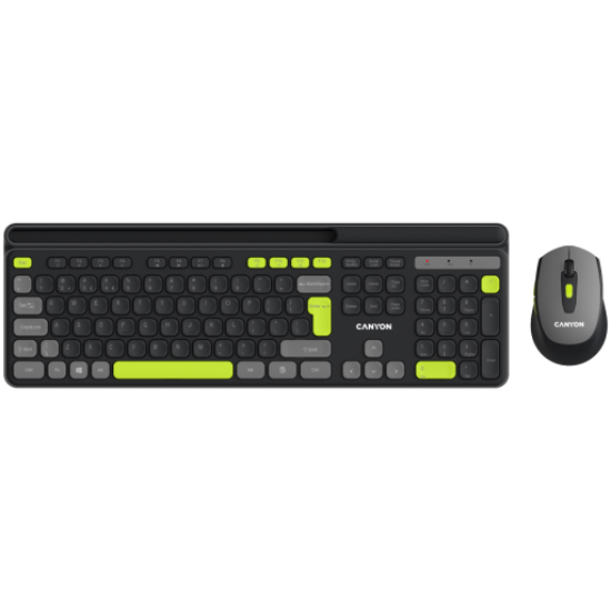 Picture of CANYON CANYON HSET-W5 EN Keyboard+Mouse AAA+AA Wireless Black