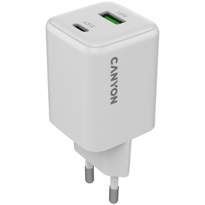 Picture of CANYON CANYON charger CU45AC GaN 45W 1xPD 1xQC EU White