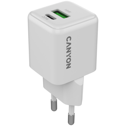 Picture of CANYON CANYON charger CU20AC GaN 20W 1xPD 1xQC EU White