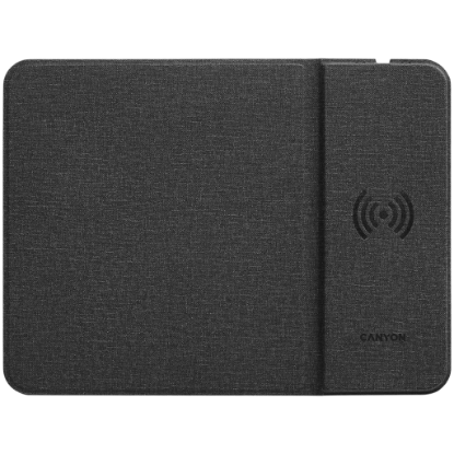Picture of CANYON CANYON MP-W5, Mouse Mat with wireless charger, Input 5V/2A,9V2A Output 5W/7.5W/10W, 324*244*6mm, USB Type C cable length 1m, Black, 220g