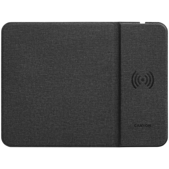 Picture of CANYON CANYON MP-W5, Mouse Mat with wireless charger, Input 5V/2A,9V2A Output 5W/7.5W/10W, 324*244*6mm, USB Type C cable length 1m, Black, 220g