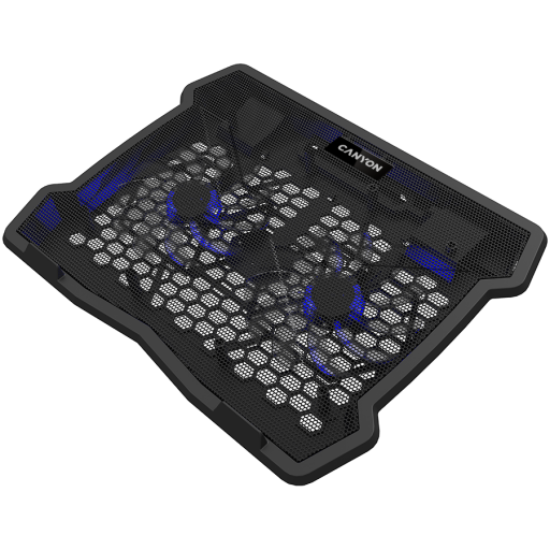 Picture of CANYON CANYON NS03, Cooling stand dual-fan with 2x2.0 USB hub, support up to 10”-15.6” laptop, ABS plastic and iron, Fans dimension:125*125*15mm(2pcs), DC 5V, fan speed: 800-1000RPM, size:340*265*30mm, 435g