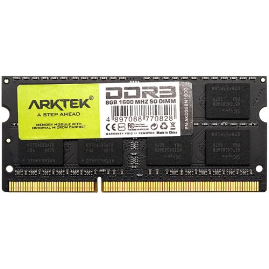 Picture of ARKTEK Arktek Memory 8GB DDR3 PC-1600 SO-DIMM RAM Module for Notebook