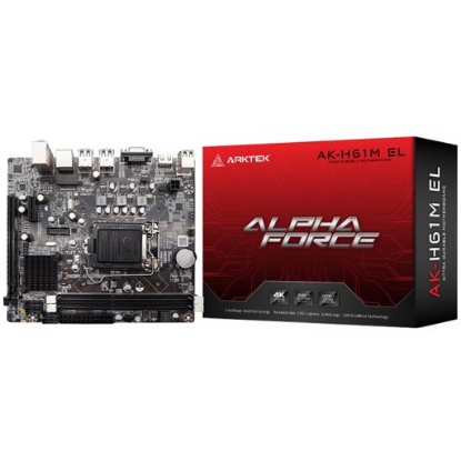 Picture of ARKTEK Arktek Intel H61 Chipset, Socket LGA1155, Dual Channel DDR3, Integrated Intel Graphics X4500 HD, 2 x DDR3 Slots, Realtek 10/100/1000 Gigabit LAN, Realtek Audio, 4 x SATA Ports, 2 x USB 2.0, 1 x PCI Express x16 Slot, Micro-ATX