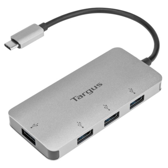 Picture of TARGUS - USB-C 4 PORT HUB AL CASE, TURN ONE USB-C PORT INTO 4 USB-A 3.0 PORTS, SUPPORTS UP TO 5GBPS DATA TRANSFER RATE PER USB-A PORT, WINDOWS, MACOS AND CHROME OS COMPATIBLE