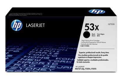 Picture of HP 53X LASERJET Q7553X BLACK PRINT CARTRIDGE PRINTS APPROXIMATELY 7 000 PGS USING THE ISO/IEC 19752 YIELD STANDARD