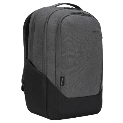 Picture of TARGUS - CYPRESS ECO BACKPACK 15.6" GREY MADE FROM 26 RECYCLED PLASTIC WATER BOTTLES DEDICATED PADDED LAPTOP COMPARTMENT LARGE MAIN COMPARTMENT FOR FILES AND GEAR. LUGGAGE PASS-THROUGH TROLLEY STRAP
