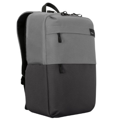 Picture of TARGUS 15.6" SAGANO TRAVEL BACKPACK GREY MINIMALISTIC DESIGN SAFEPORT SLING PROTECTION SYSTEM TWO EXTERIOR, FRONT POCKETS WORKSTATION WITH RFID-AND PADDED TABLET POCKET ERGONOMIC SHOULDER STRAPS AND PADDED BACK WITH BREATHABLE MESH FABRIC TWO WATER BOTTLE POCKETS HIDDEN POCKET WITH RAIN COVER TROLLEY STRAP MADE FROM 9 RECYCLED PET BOTTLES