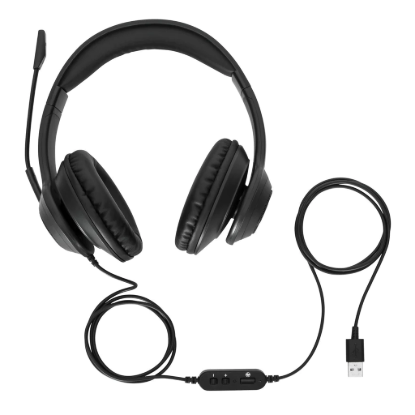Picture of TARGUS WIRED STEREO HEADSET DUAL HIGH SENSITIVITY SPEAKERS, OMNI-DIRECTIONAL MICROPHONE AND AMBIENT NOISE-CANCELING TECHNOLOGY