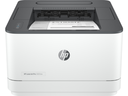 Picture of HP LASERJET PRO 3003DW PRINTER. FUNCTIONS: PRINT. PRINT TECHNOLOGY: LASER. PRINT SPEED: UP TO 33 PPM BLACK (A4, NORMAL); UP TO 20 IPM BLACK (A4, DUPLEX). PRINT RESOLUTION: UP TO 1200 X 1200 DPI BLACK (BEST); TECHNOLOGY: 600DPI WITH RESOLUTION ENHANCEMENT TECHNOLOGY (RET); HP PRORES 1200. MONTHLY DUTY CYCLE UP TO 50,000 A4; RECOMMENDED MONTHLY PAGE VOLUME: 350 TO 2500 PAGES. DUPLEX PRINTING: AUTOMA
