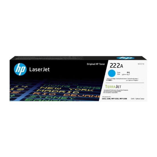 Picture of HP 222A CYAN ORIGINAL LASERJET TONER CARTRIDGE