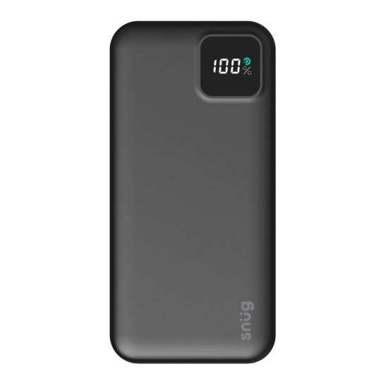 Picture of SNUG SQUARE DIGITAL PD POWERBANK - 10000MAH POWERED BY A LITHIUM POLYMER BATTERY FOR HIGHER POWER OUTPUT AND SMALLER CELLS. CHARGE UP TO 3 DEVICES SIMULTANEOUSLY VIA USB PORTS. FEATURES: 20W MAX POWER OUTPUT. POWER DELIVERY FAST CHARGING. DIGITAL POWER LEVEL INDICATOR. USB-C TO USB-C CABLE PROVIDED. WARRANTY: 1 YEAR