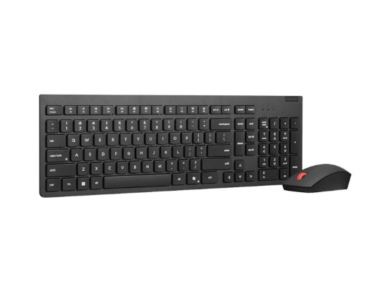 Picture of LENOVO ESSENTIAL WIRELESS COMBO KEYBOARD & MOUSE GEN2 BLACK RELIABLE 2.4GHZ WIRELESS CONNECTION WITH MULTIPLE PAIRING PROTOCOL BE ECO-FRIENDLY WITH 65% POST-CONSUMER RECYCLED PLASTIC FOR BOTH KEYBOARD AND MOUSE LOW-PROFILE 2.5-ZONE KEYBOARD LAYOUT LED INDICATOR FOR KEYBOARD: LOW-BATTERY, FNLOCK, NUMLOCK ADJUSTABLE TILT LEG AND SPILL-RESISTANT KEYBOARD DESIGN ONE-TOUCH DEDICATED MEDIA CONTROLS AES-