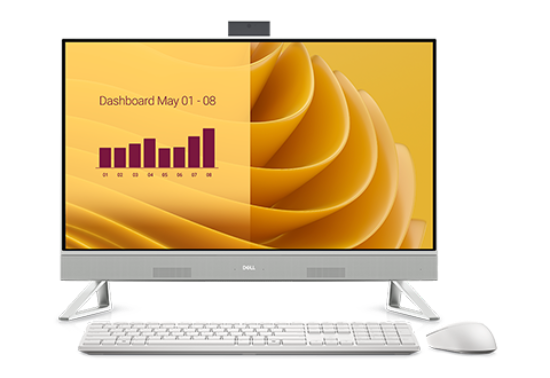 Picture of DELL 24 AIO EC27250: INTEL CORE 7-150U (12MB CACHE, UP TO 5.4 GHZ), 27.0" FHD(1920X1080) WIDE VIEW TOUCH, 32GB (2X16GB) 5200MT/S DDR5, 1TB SSD PCIE NVME M.2INTEL GRAPHICS, CAMERA & MICROPHONE 5MP IR TILT CAMERA, INTEL DUAL BAND WIRELESS AX211+ BLUETOOTH, DELL KM5221W WIRELESS KEYBOARD AND MOUSE, POWER SUPPLY 130W, OPERATING SYSTEM WINDOWS 11 PRO, SERVICE 3 YEAR PROSUPPORT, COLOUR PEARL WHITE