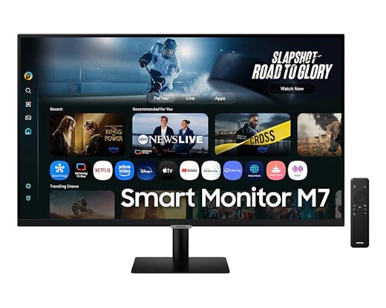 Picture of SAMSUNG M70F SMART FLAT BORDERLESS 32" DISPLAY VA RESPONSE: 4MS GTG AR: 16:09 RESOLUTION: 3840X2160 (4K) RR: 60HZ HDMI (X2), USB 2.0(X3), USB-C (65W PD), WIFI5,BT (5.2) SPEAKER: YES POWER SUPPLY: BUILT-IN TILT: YES SWIVEL: NO PIVOT: NO HEIGHT ADJUST: NO VESA: YES ACCESSORIES: HDMI CABLE, POWER CABLE & REMOTE CONTROLLER  WARRANTY: 3Y CARRY-IN