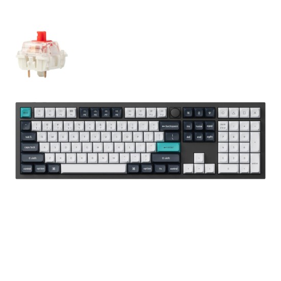 Picture of Keychron Q6 Max 100% Full Assembled Knob Red Switch Hot-Swap Gateron Jupiter RGB Wireless Keyboard - Black