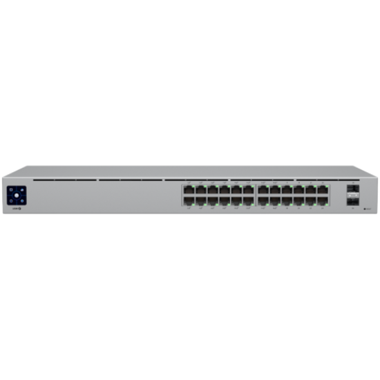 Picture of UBIQUITI Ubiquiti USW-24-POE Gigabit Layer 2 switch with twenty-four Gigabit Ethernet ports including sixteen auto-sensing 802.3at PoE+ ports, and two SFP ports