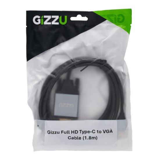 Picture of Gizzu Full HD Type-C to VGA Cable (1.8m) - Black