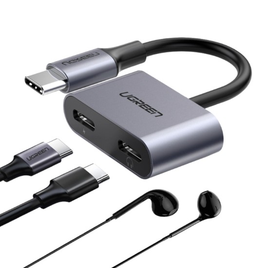 Picture of UGREEN USB Type-C Dual Audio and Charging Adapter (15W PD, 2-in-1 Splitter)